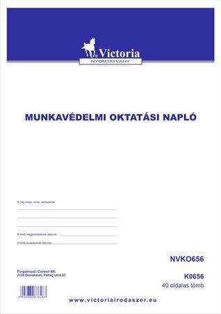 Nyomtatvány, munkavédelmi oktatási napló, 40 oldal, A4, VICTORIA PAPER, 10 tömb/csomag